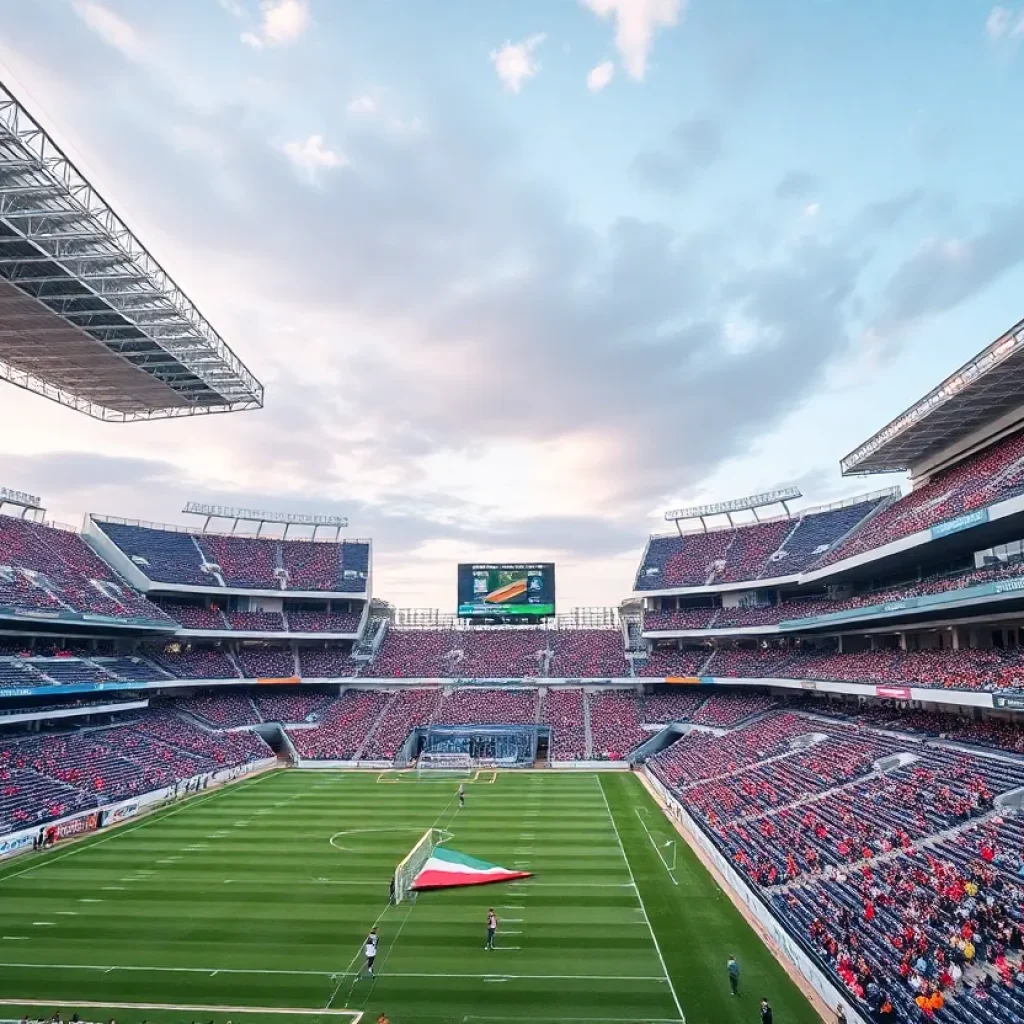 Renovated stadium filled with cheering fans and modern amenities