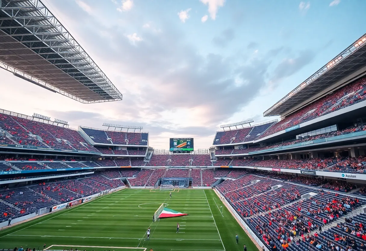 Renovated stadium filled with cheering fans and modern amenities