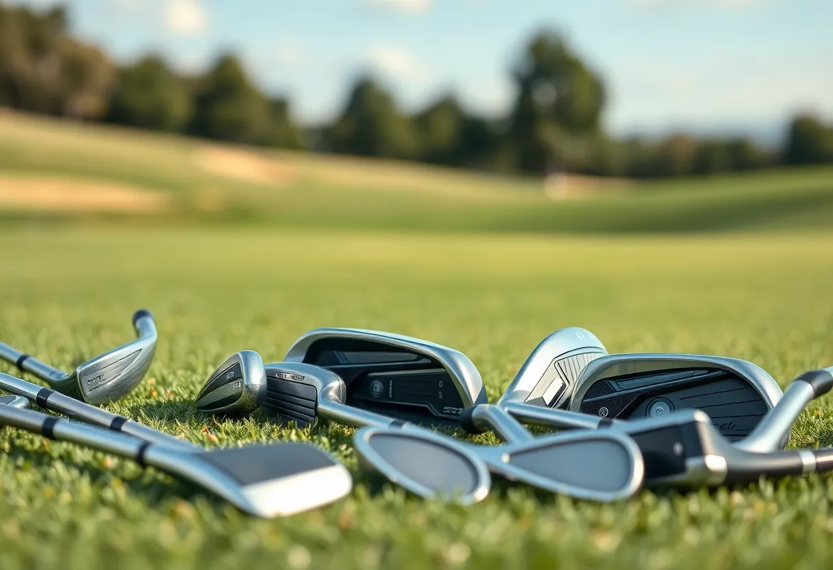 Selection of best golf irons for seniors on a golf course