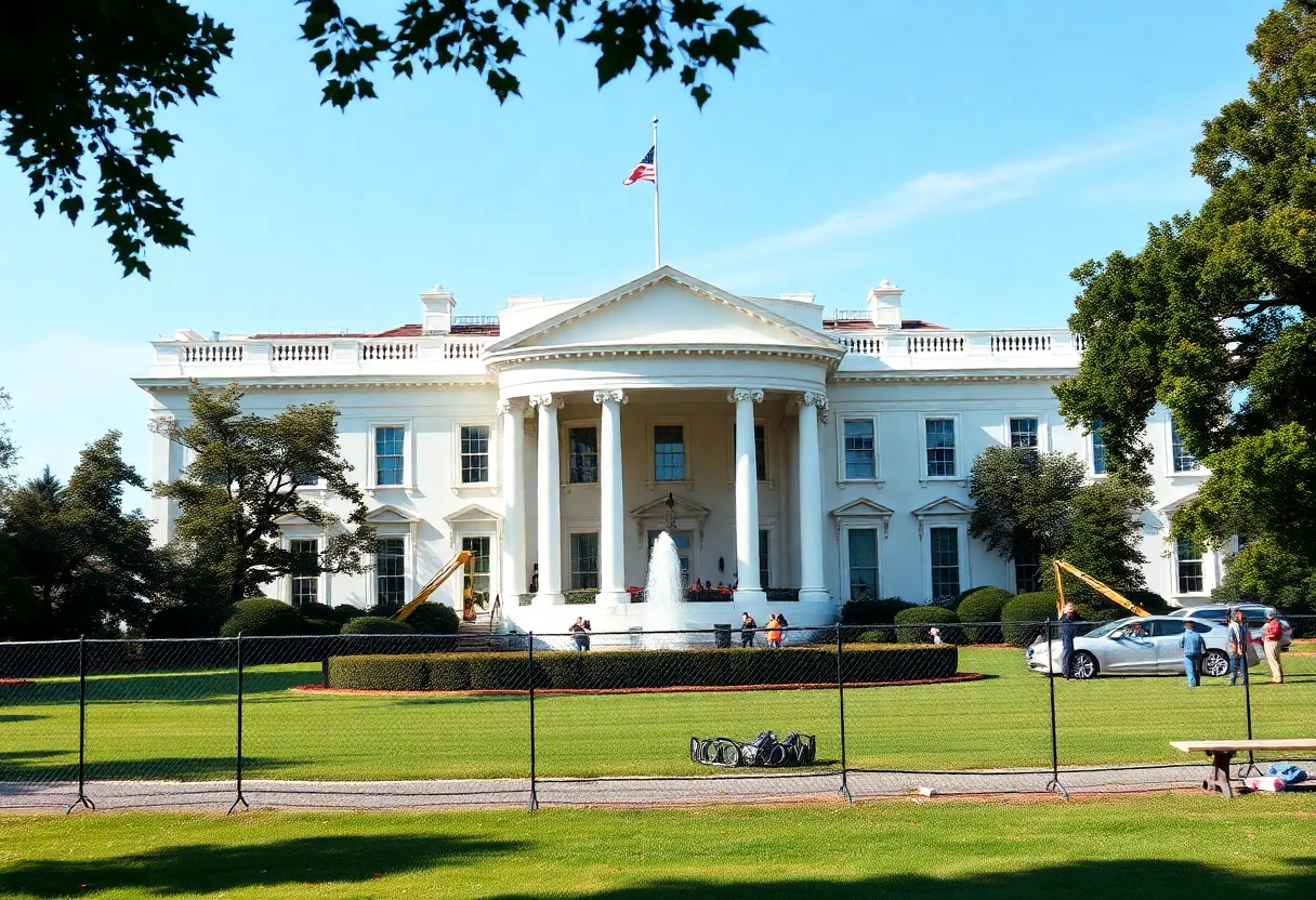 Demolition of the East Wing of the White House for renovation.