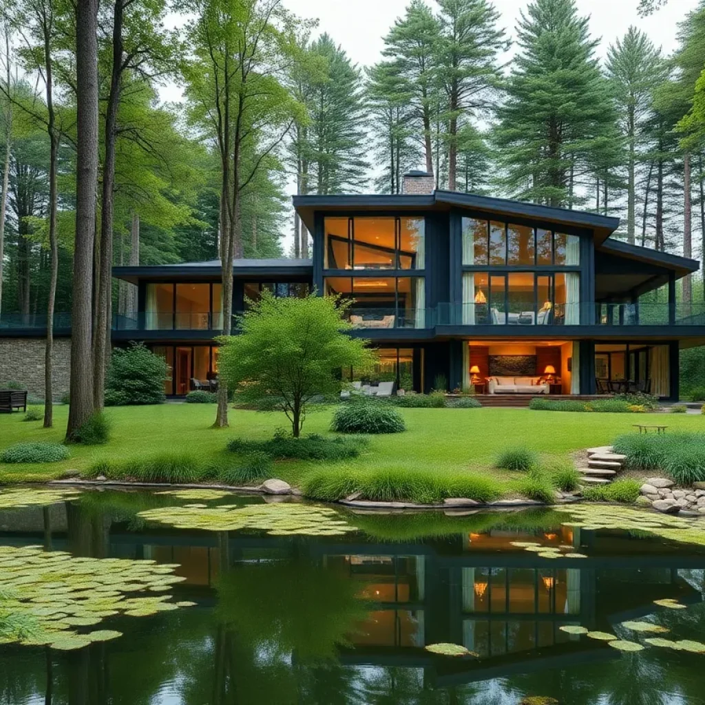 Custom woodland retreat near Ann Arbor, MI, showcasing modern architecture and natural beauty.