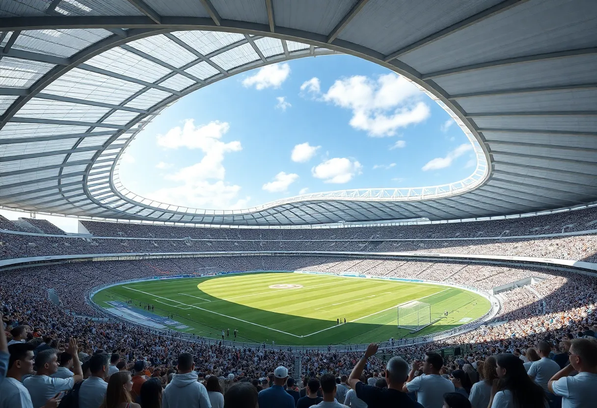 Conceptual design of Arrowhead Stadium renovation with flexible roof