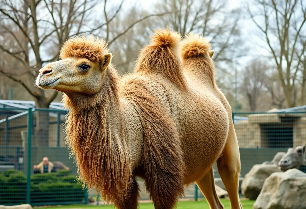 Bactrian camel with two humps at the Detroit Zoo