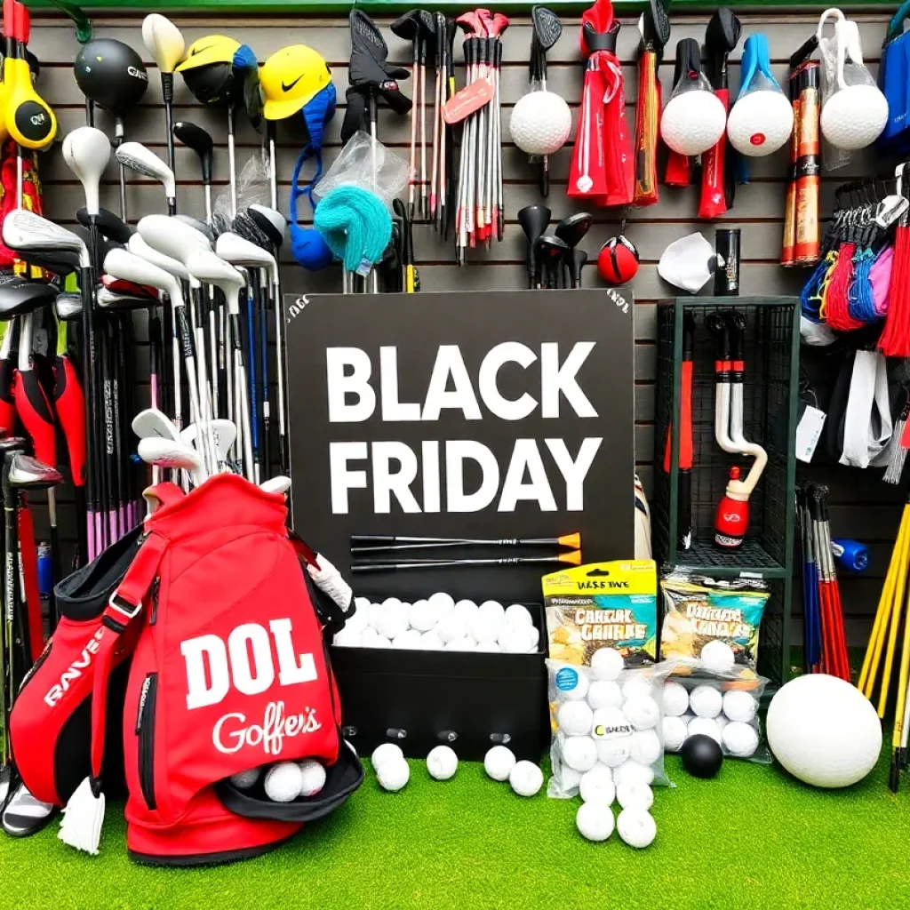 Display of golf equipment on sale for Black Friday 2025