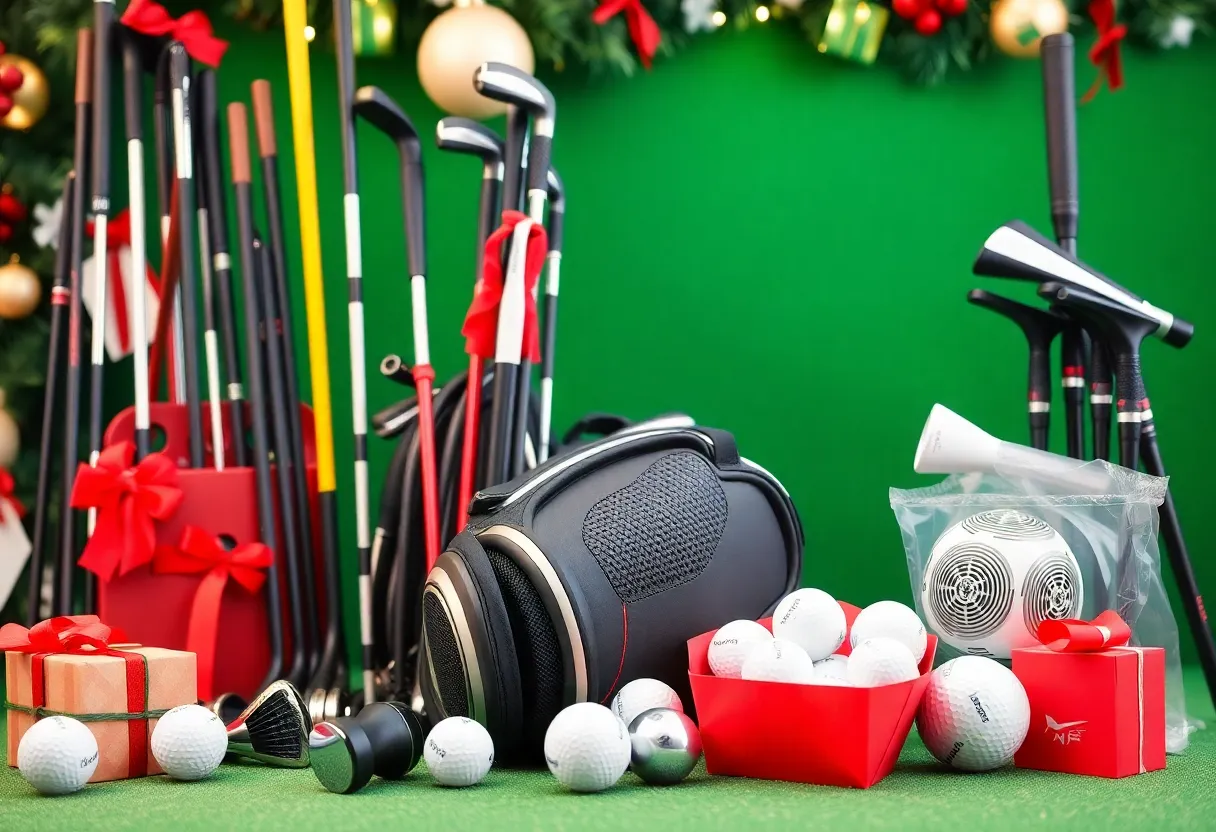 An assortment of golf equipment on sale for Black Friday