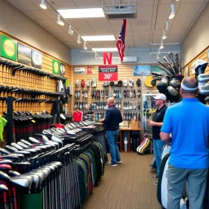 Golf store showcasing Black Friday deals on equipment and accessories.