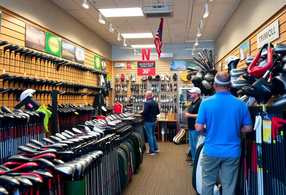Golf store showcasing Black Friday deals on equipment and accessories.