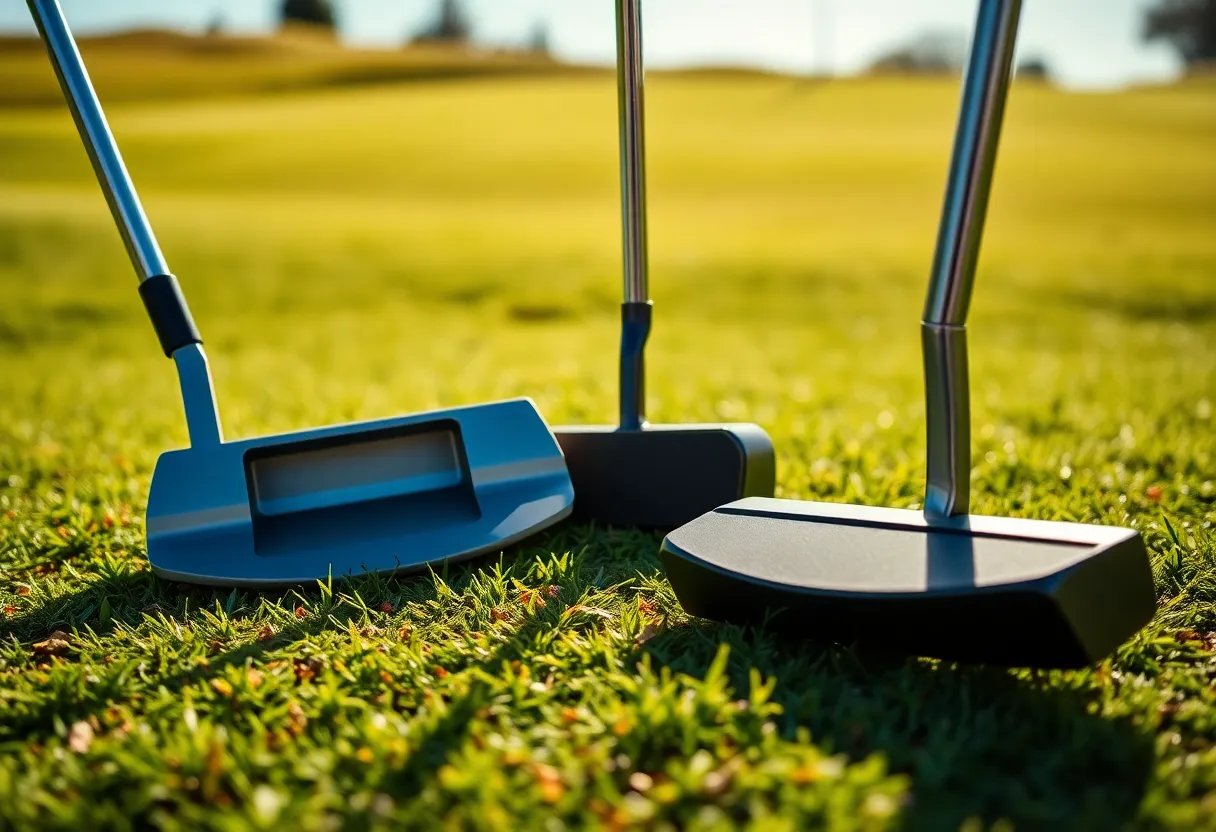 Comparison of blade and mallet putters on a golf course