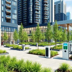 Rendering of Briarwood Mall renovation featuring modern architecture