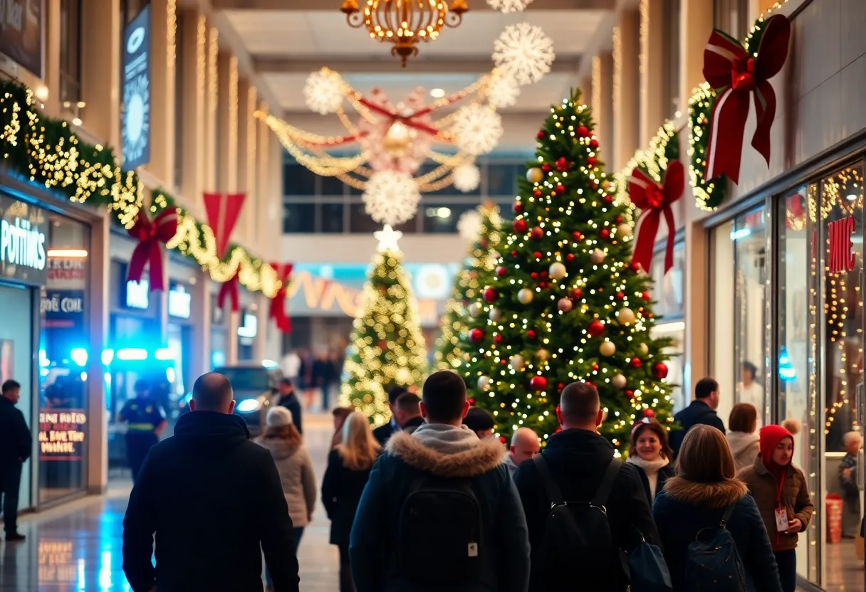 Holiday celebration at Partridge Creek Mall with police presence