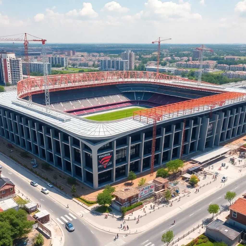 Rendering of the AlumniFi Field and affordable housing development in Corktown.