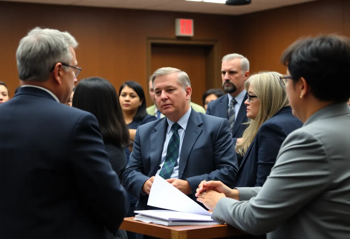 Courtroom scene discussing immigrant detention issues