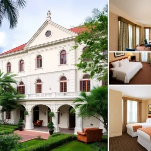 Outside view of the newly renovated Dearborn Inn showcasing Colonial-style architecture.