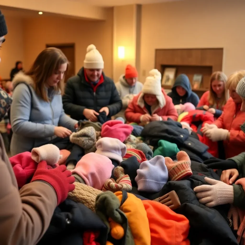 Volunteers engaging in a coat drive in Detroit