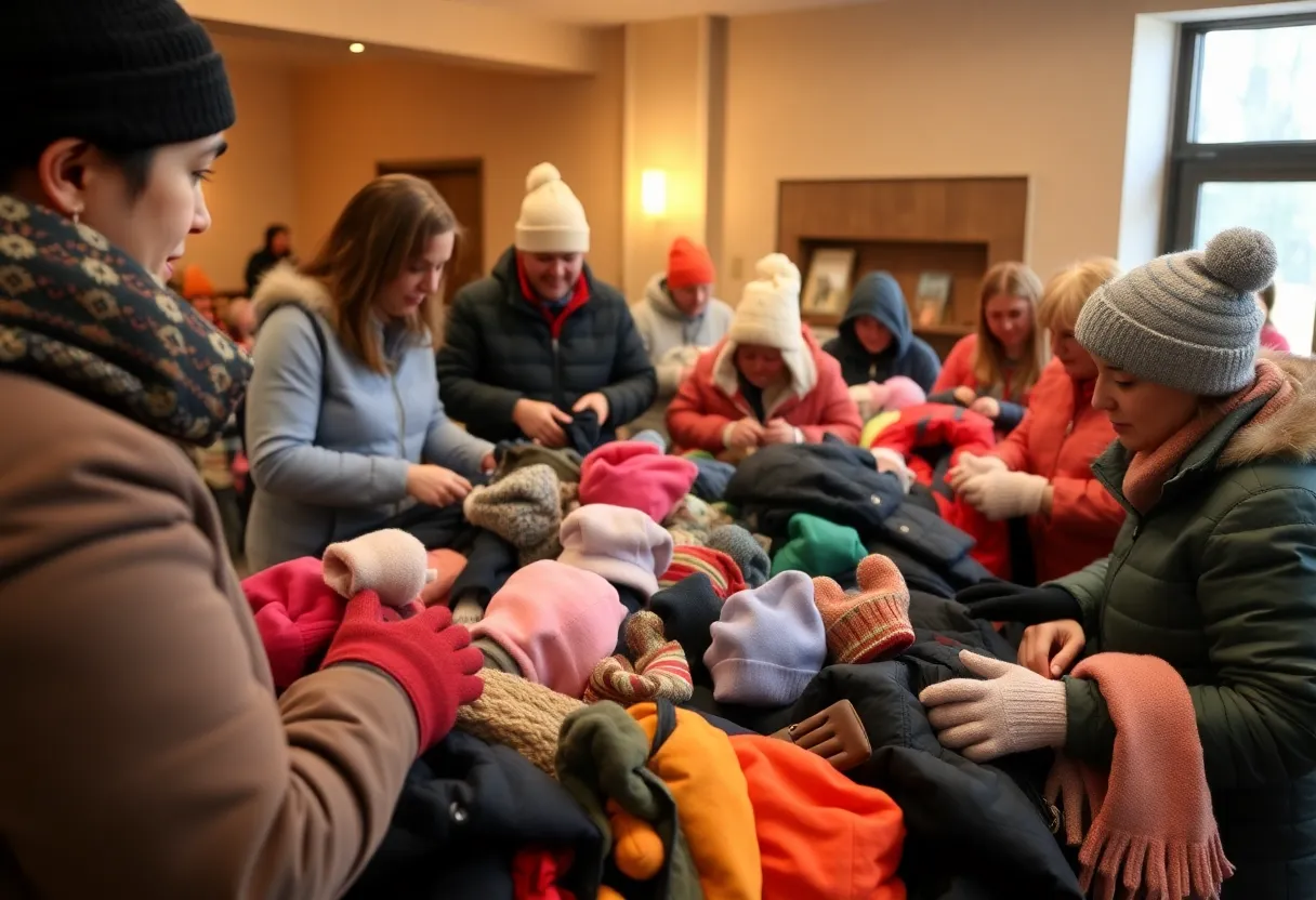 Volunteers engaging in a coat drive in Detroit