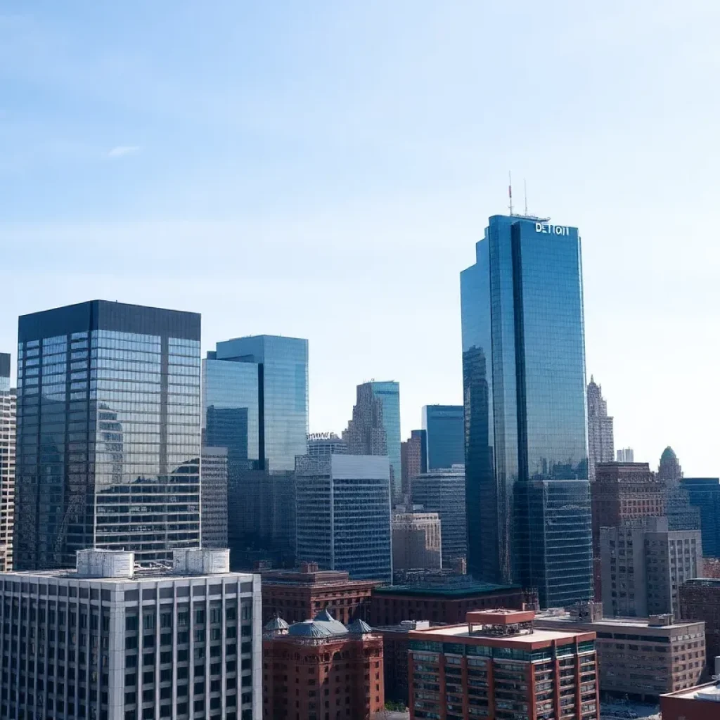 Skyline view of Detroit showcasing commercial buildings