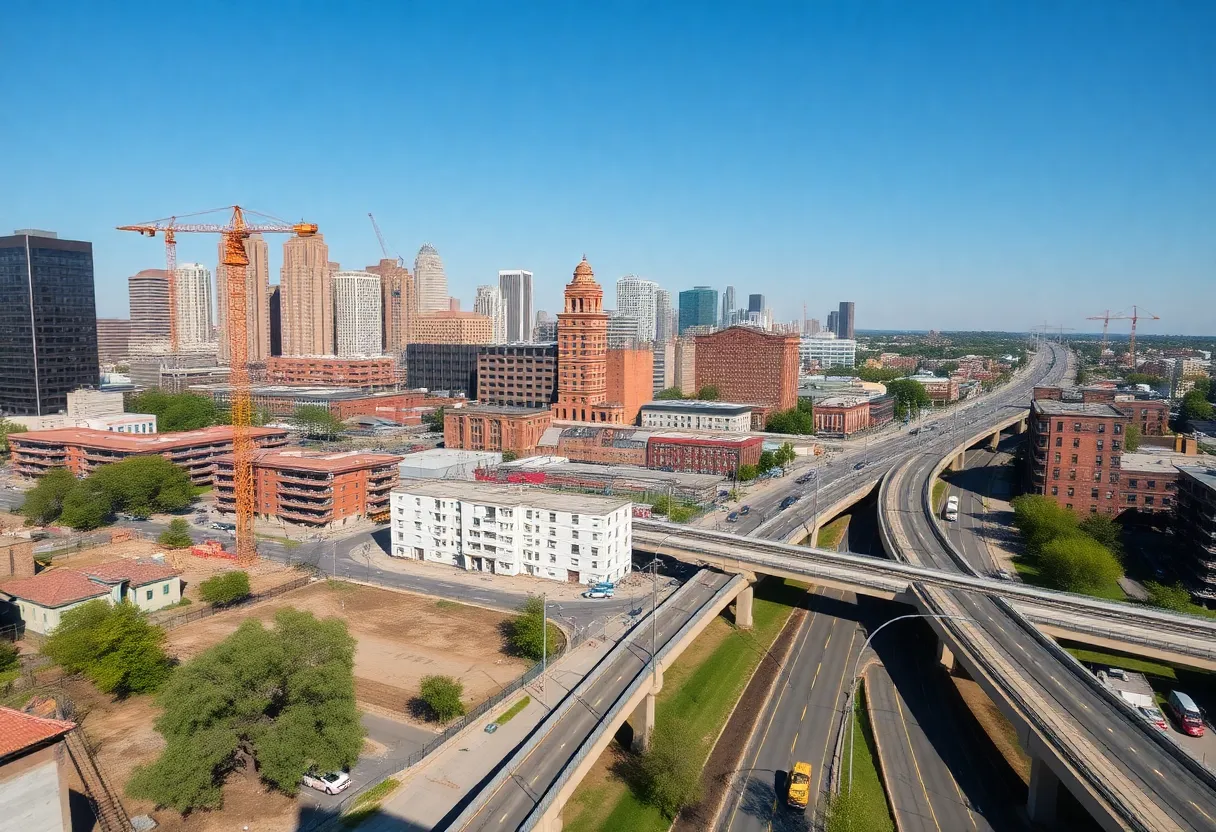 Construction site in Detroit focusing on housing and infrastructure