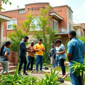 Neighborhood transformation in Detroit focusing on housing renovation.