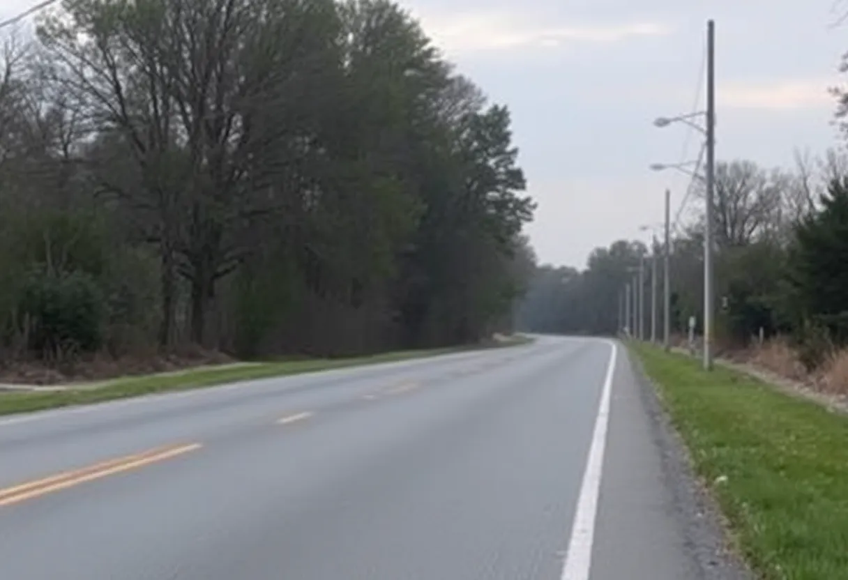 Scene of a fatal crash in Dexter Township, with trees lining a rural road.