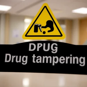 Symbol of caution representing drug safety in healthcare.