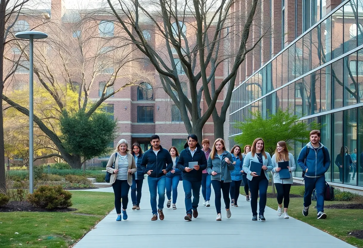 Diverse students on Ferris State University campus