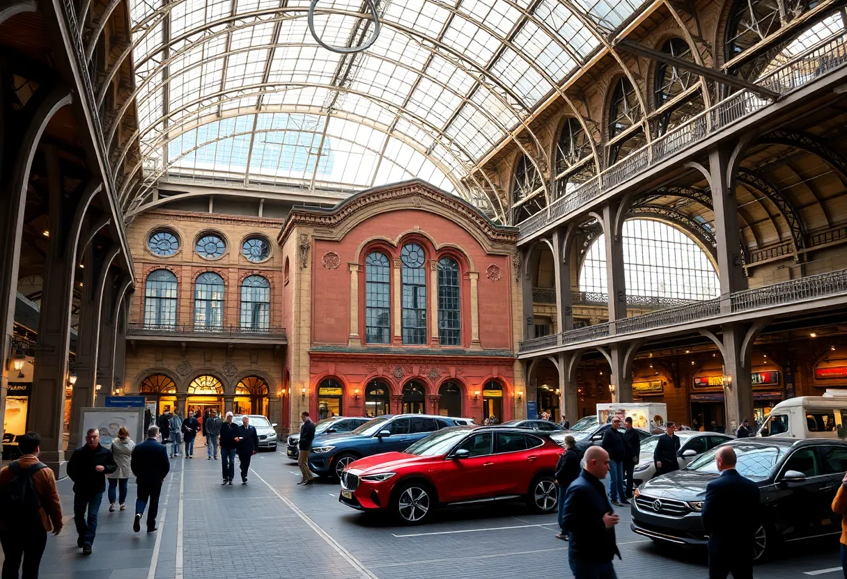 Renovated Michigan Central Station during Ford Racing event