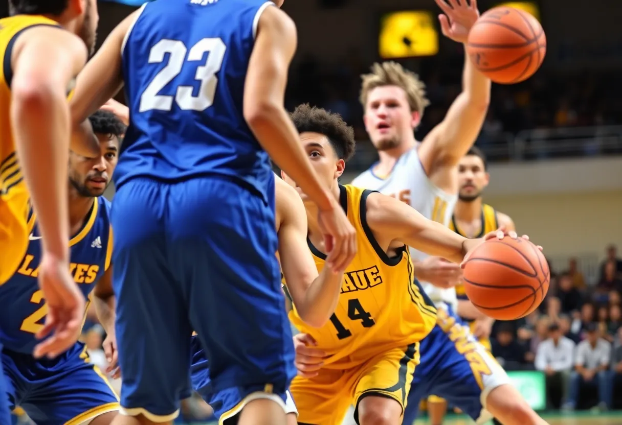 Michigan Wolverines basketball team in action against Auburn Tigers.