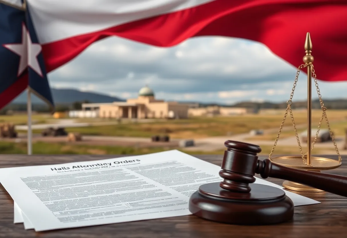 Conceptual image of military orders with legal symbols