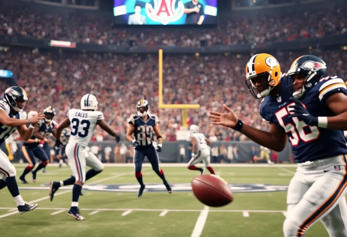 NFL football game scene featuring Bears and Eagles