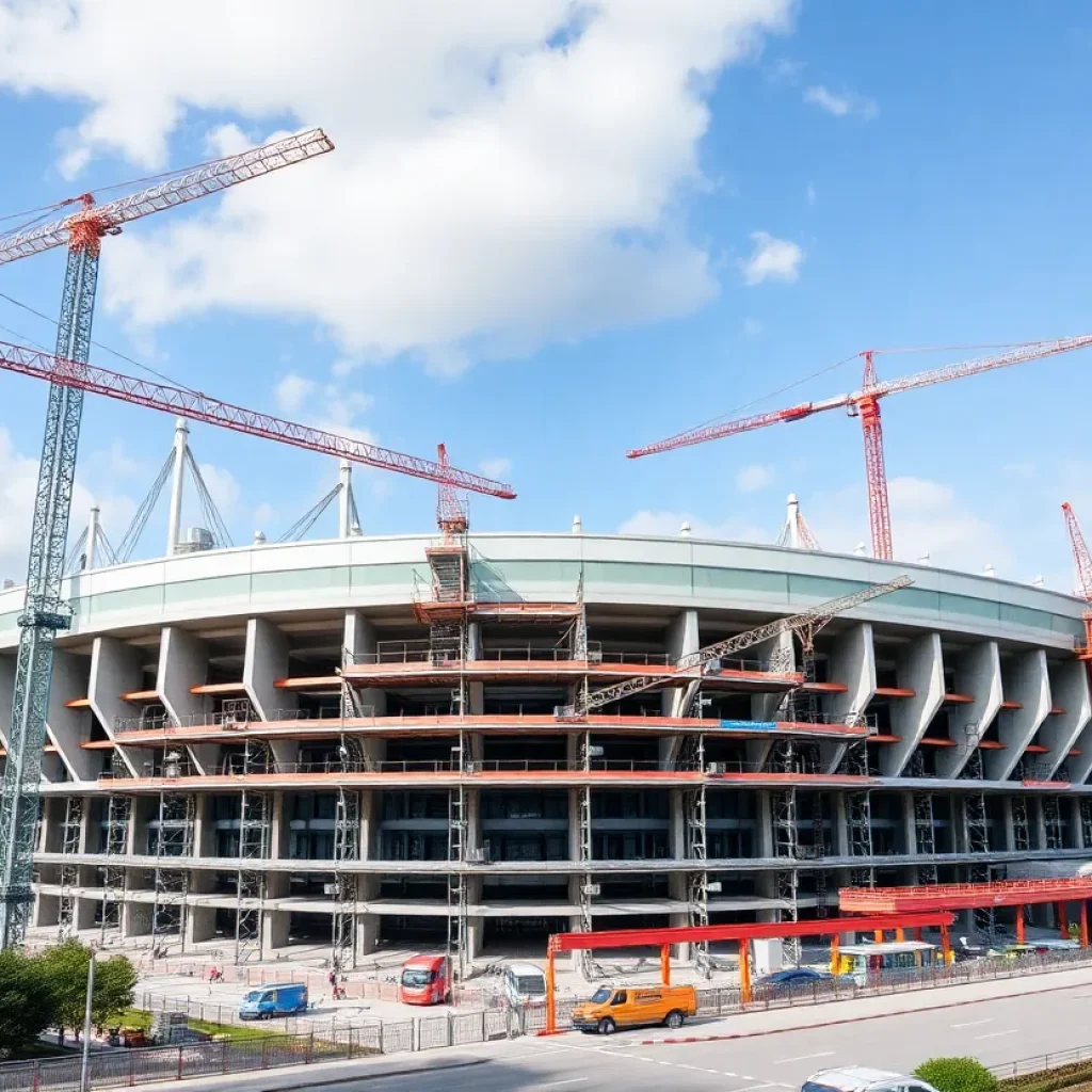 Construction site of the Northwestern Wildcats new stadium