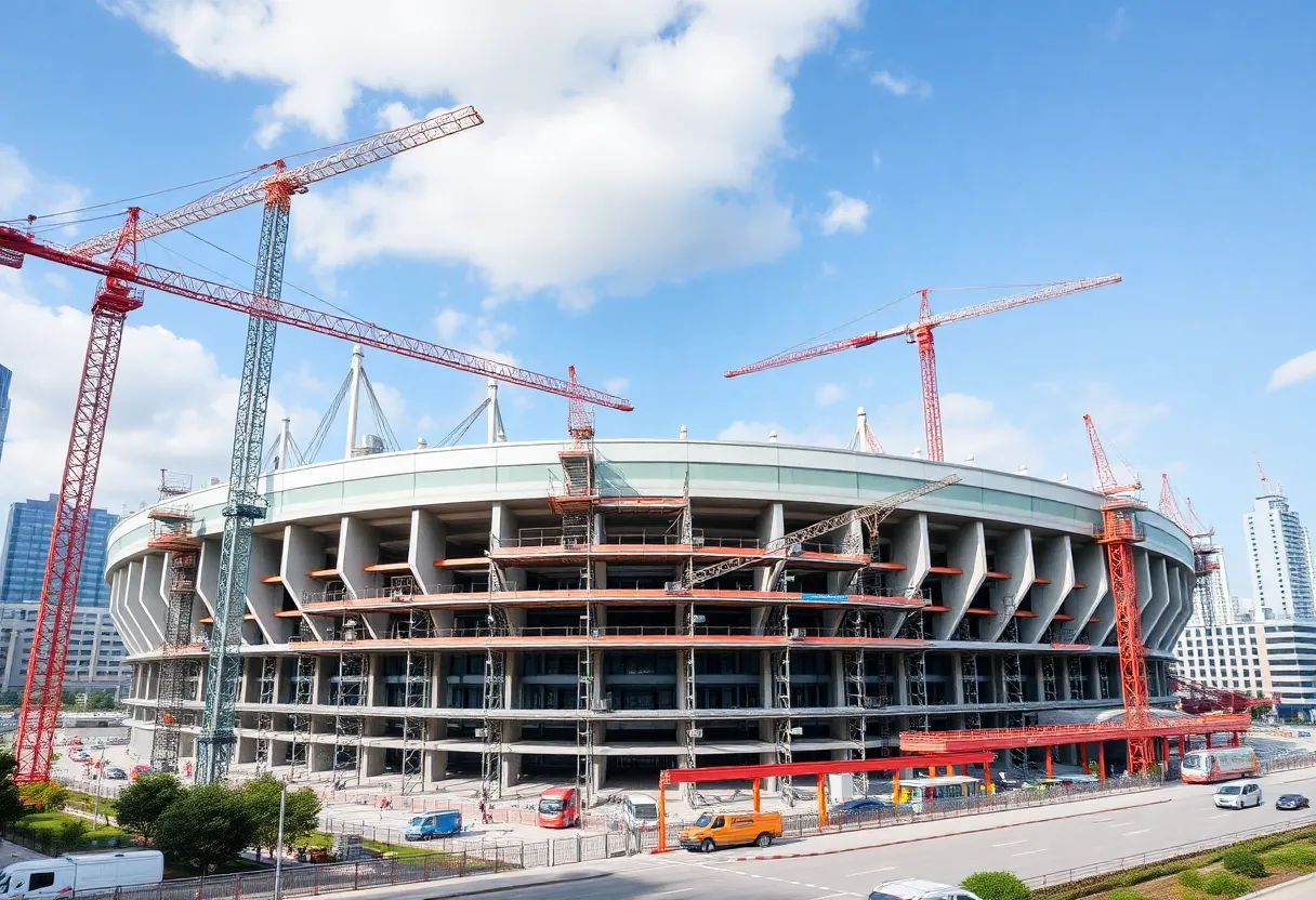 Construction site of the Northwestern Wildcats new stadium