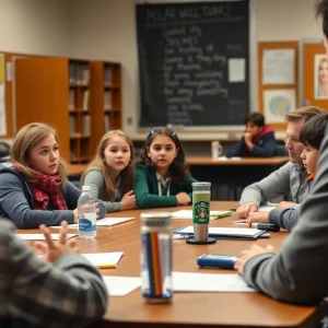 School district officials discussing student welfare