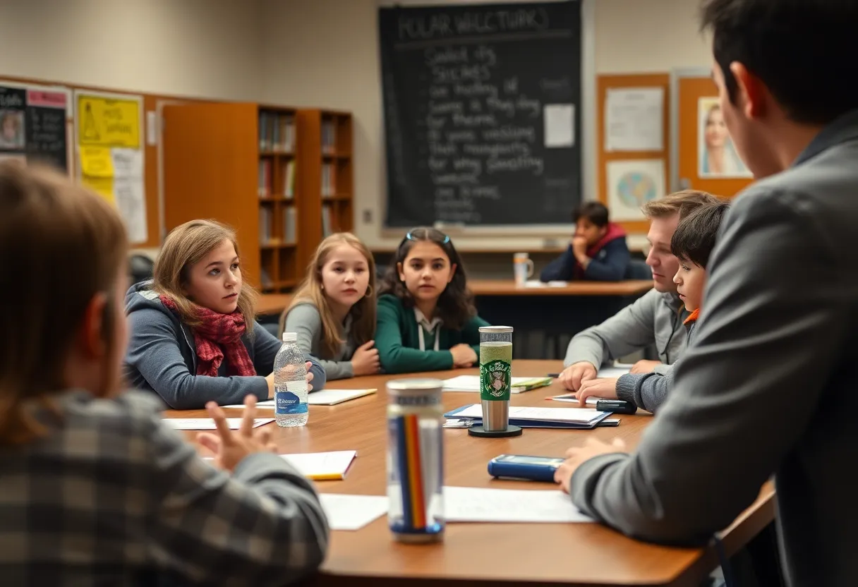 School district officials discussing student welfare