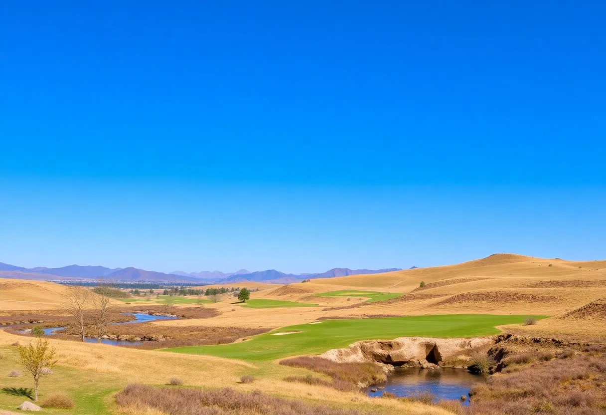 Beautiful view of Tepetonka Golf Course with hills and creek