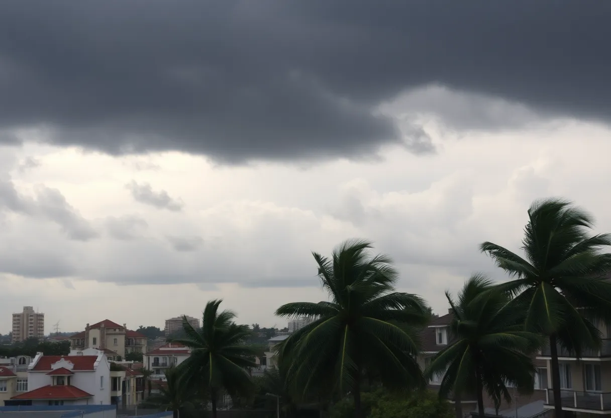 Severe storm clouds and wind effects in Detroit during Thanksgiving