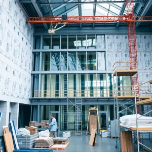 Trinity Health Ann Arbor Hospital undergoing renovation with construction site.