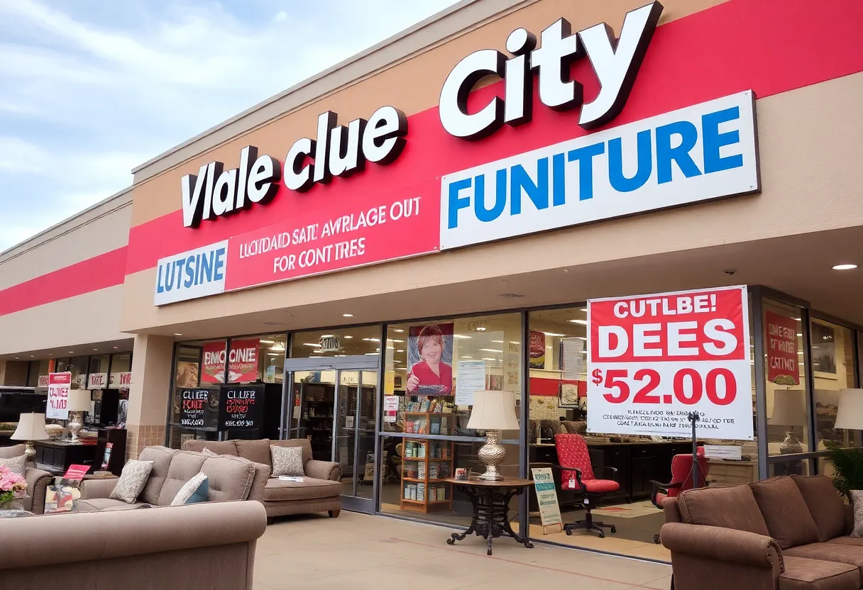 Liquidation sale signs at Value City Furniture store
