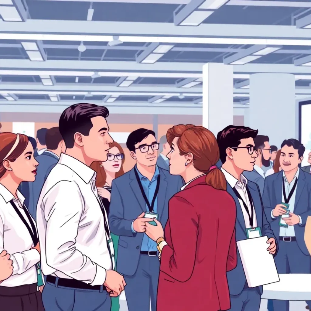 A networking event at the A3 Business Forum showcasing professionals from automation industries.