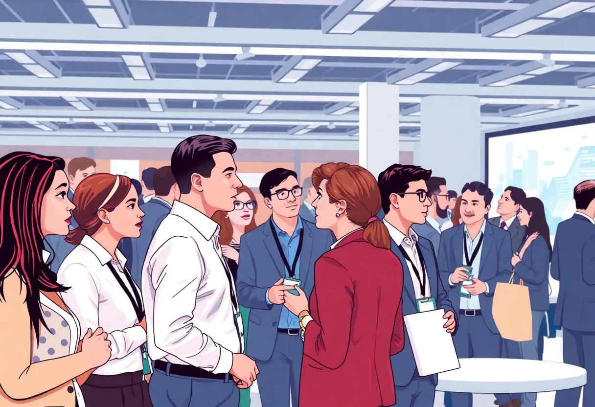 A networking event at the A3 Business Forum showcasing professionals from automation industries.