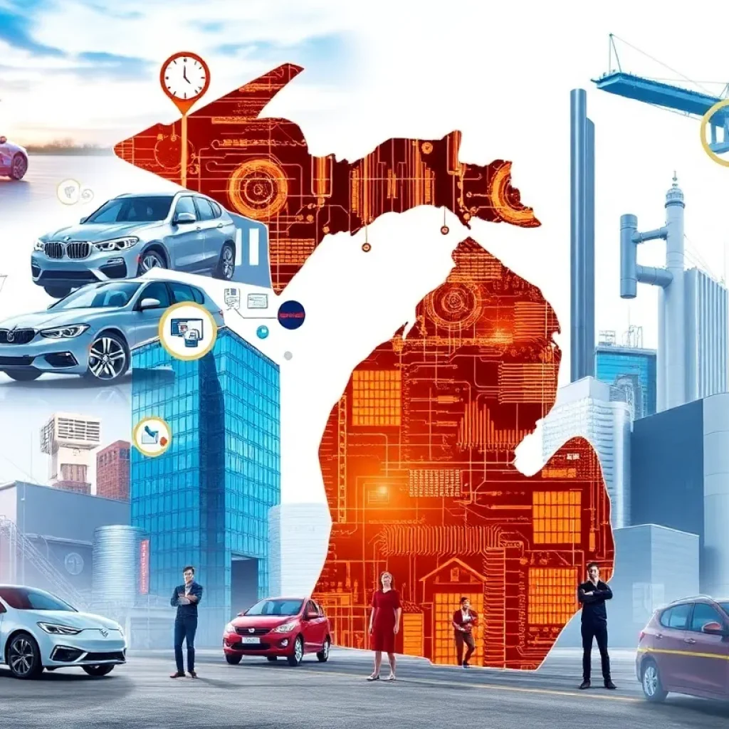 Visual representation of AI integration in various Michigan industries.