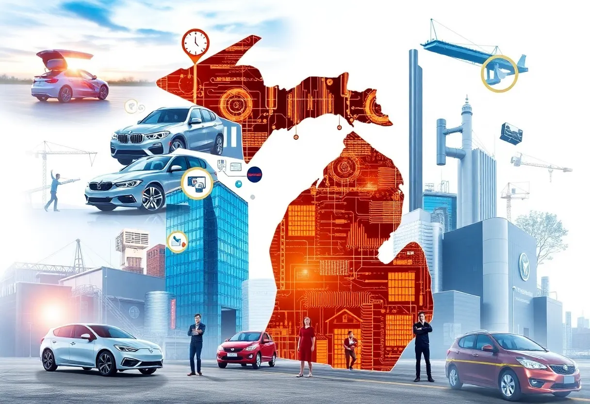 Visual representation of AI integration in various Michigan industries.