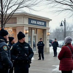 Chase Bank in Ann Arbor with police presence
