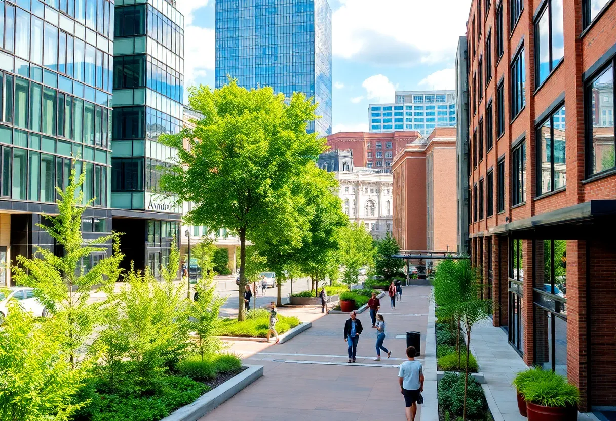 Vibrant urban area of Ann Arbor showcasing downtown development