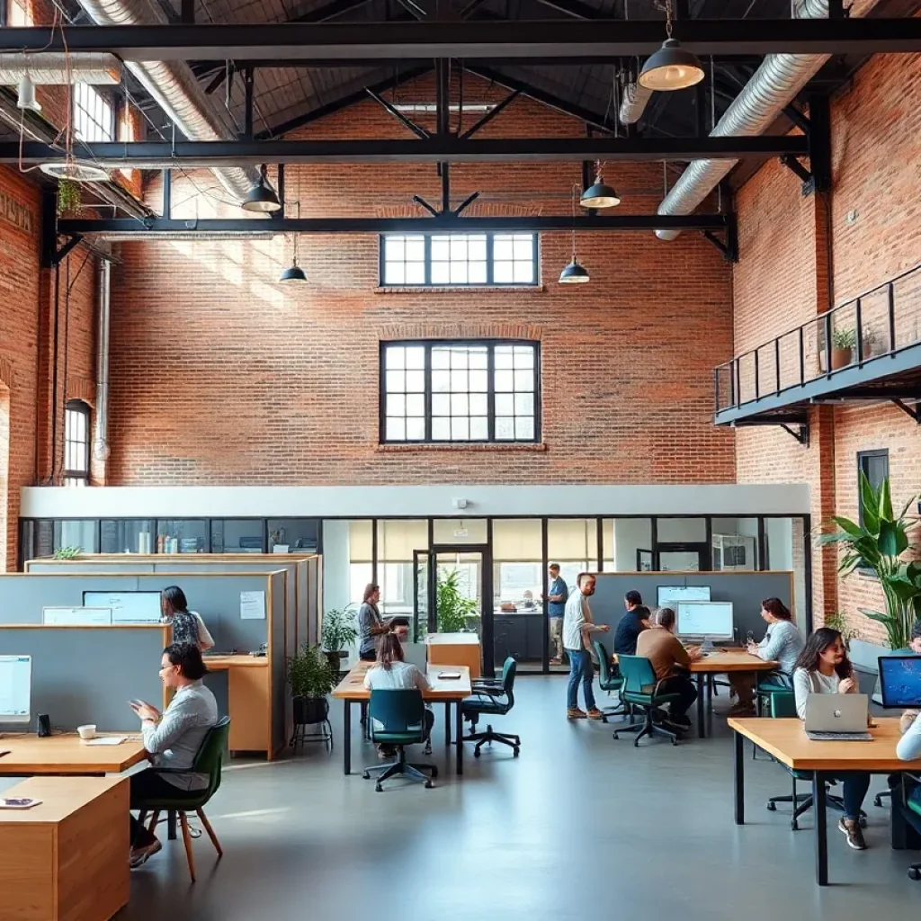 Interior of Bamboo Grand Rapids coworking space with modern offices and communal areas