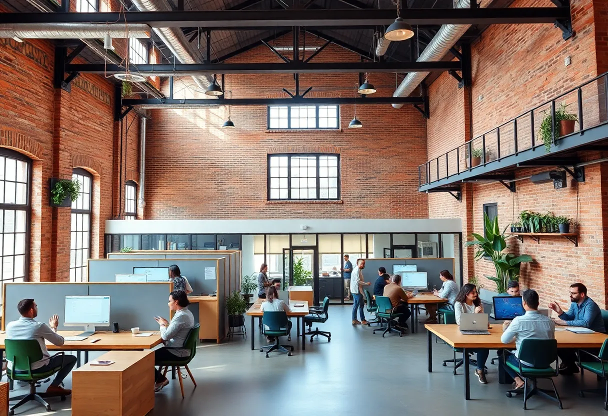 Interior of Bamboo Grand Rapids coworking space with modern offices and communal areas