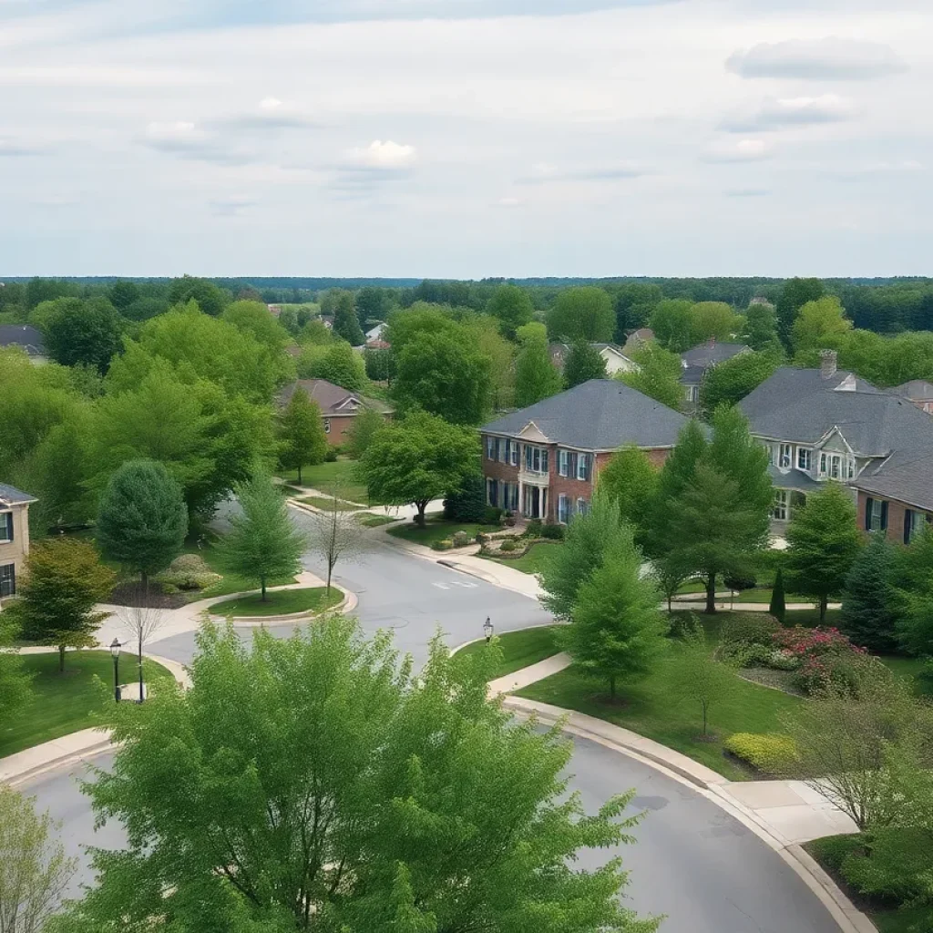 Aerial view of upscale homes in Birmingham Michigan