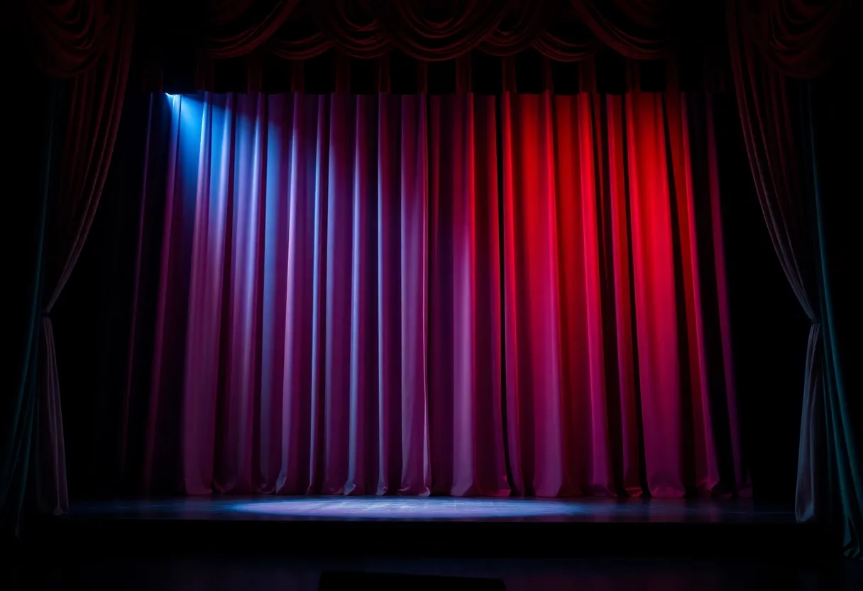 Bright theater stage with spotlight
