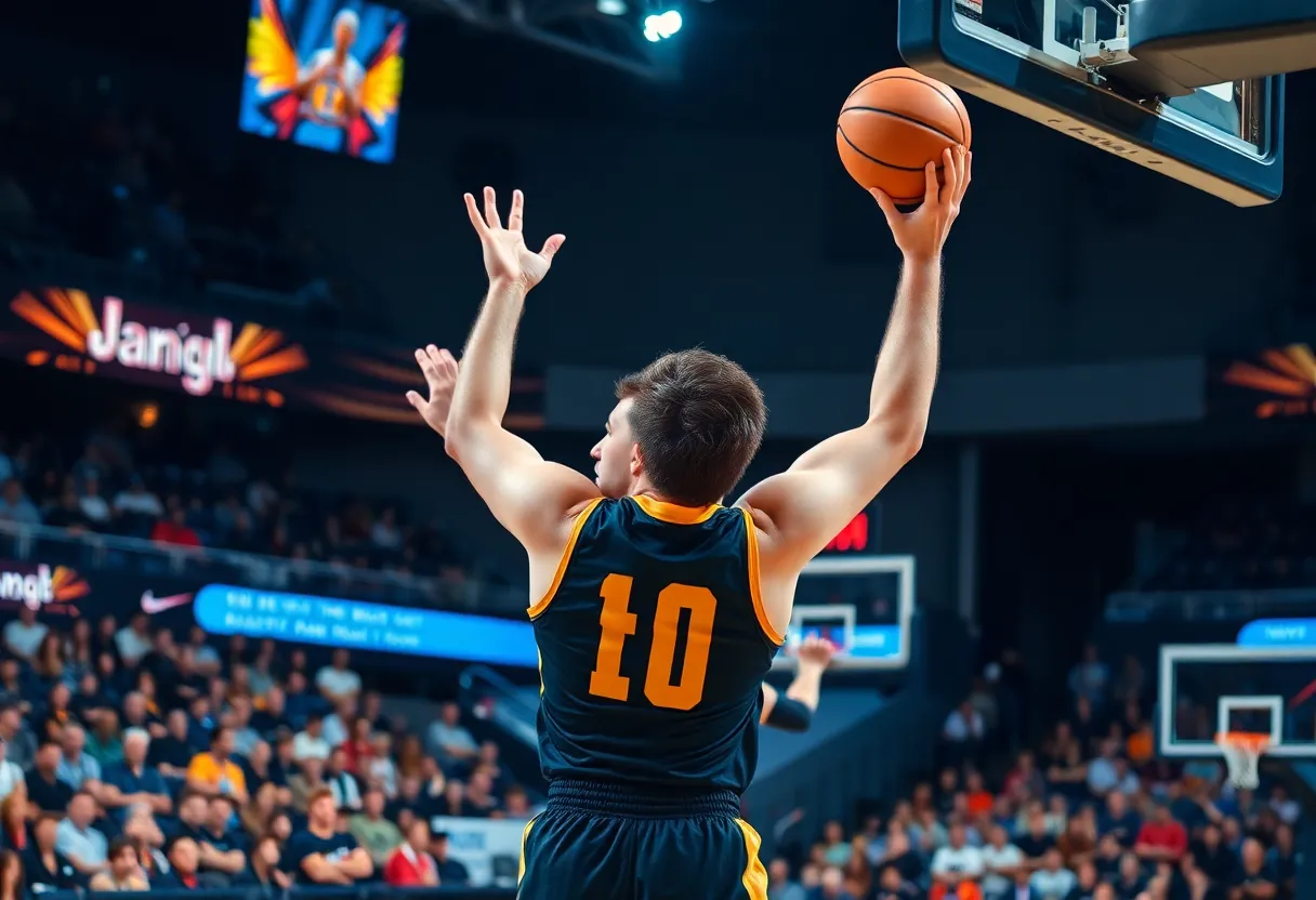 Detroit Pistons player making a winning shot during a game