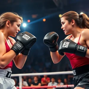 Claressa Shields and Franchon Crews-Dezurn boxing in the ring