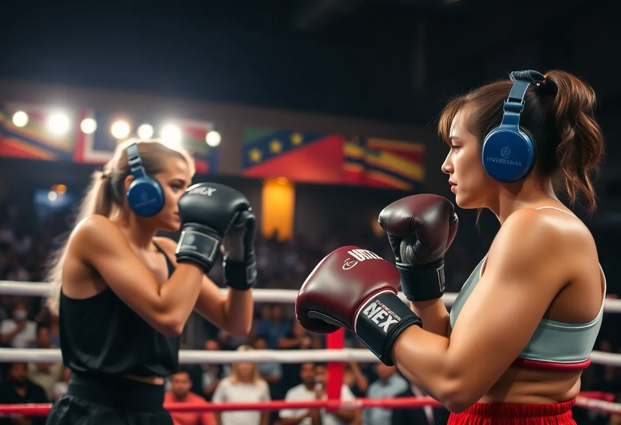 Claressa Shields and Franchon Crews-Dezurn in a boxing match